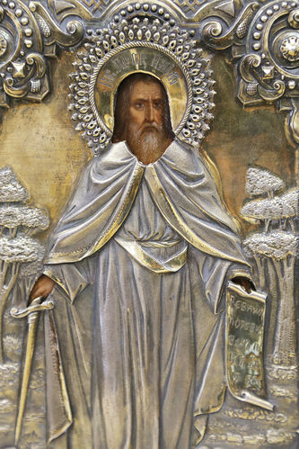 Старинная икона "Святой пророк Илия" в окладе - фото 2