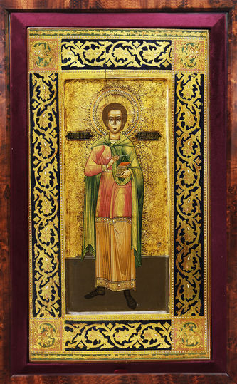 Старинная икона "Святой мученик Пантелеймон" - фото 5