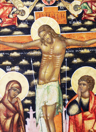 Старинная икона "Распятие Иисуса Христа" - фото 2