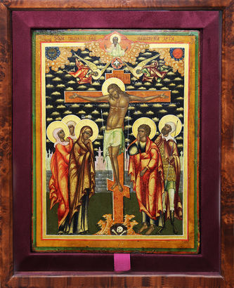 Старинная икона "Распятие Иисуса Христа" - фото 4