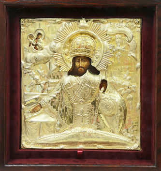 Старинная икона "Святитель Димитрий, митрополит Ростовский" в серебряном окладе - фото 4