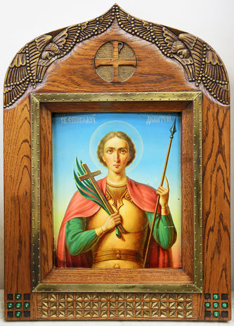 Старинная икона "Великомученик Дмитрий Солунский"