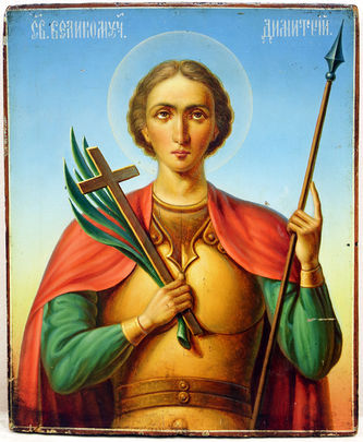 Старинная икона "Великомученик Дмитрий Солунский" - фото 2