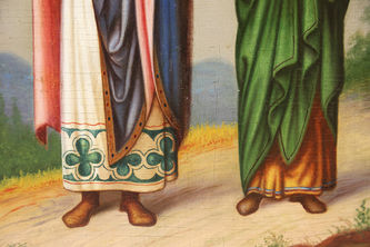 Старинная икона "Святой мученик Михаил, князь Черниговский, и праведная Глафира" - фото 4