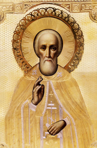 Малышевская иконописная школа
Старинная икона "Святой преподобный Сергий Радонежский" в окладе - фото 2