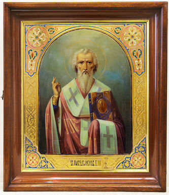 Старинная икона "Святой Павел исповедник" - фото 4