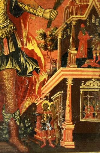 Старинная икона "Иоанн Воин с житийными сценами" - фото 3