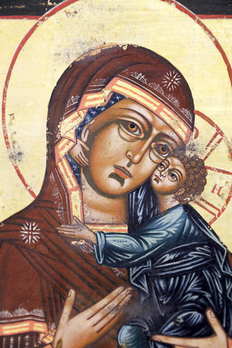 Старинная икона "Богоматерь Толгская" в окладе - фото 3