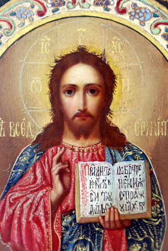 Старинная икона "Господь Вседержитель" в стиле модерн - фото 2