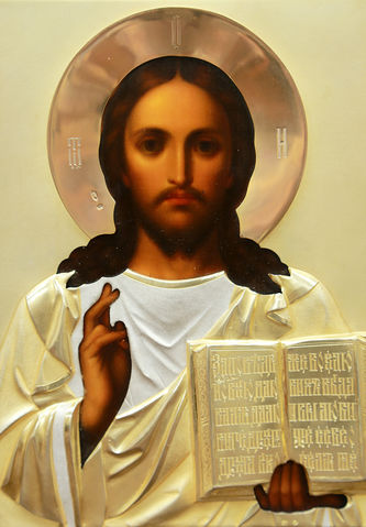 Фабрика Семена и Петра Галкиных
Старинная икона в стиле модерн "Господь Вседержитель" в серебряном окладе - фото 2