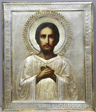 Старинная икона "Святой Алексий человек Божий" в окладе