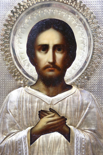 Старинная икона "Святой Алексий человек Божий" в окладе - фото 2