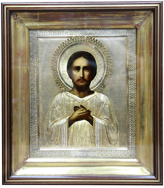 Старинная икона "Святой Алексий человек Божий" в окладе - фото 5