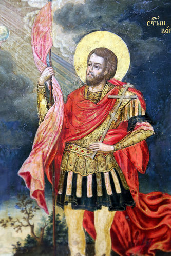 Старинная икона "Иоанн Воин со знаменем" - фото 2