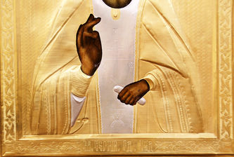 Старинная икона "Сергий Радонежский" в окладе - фото 3