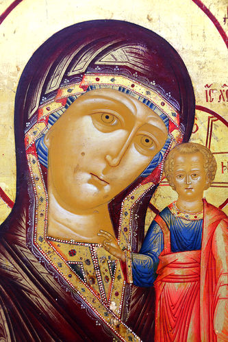 Старинная икона "Богоматерь Казанская с предстоящей мученицей Екатериной" - фото 2