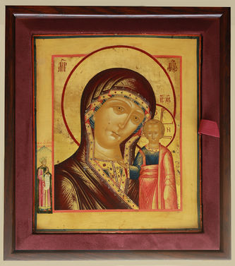 Старинная икона "Богоматерь Казанская с предстоящей мученицей Екатериной" - фото 4