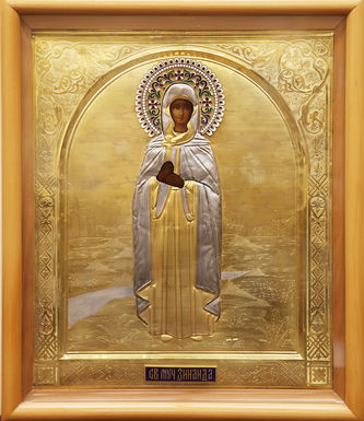 Старинная икона "Святая мученица Зинаида" в окладе - фото 3