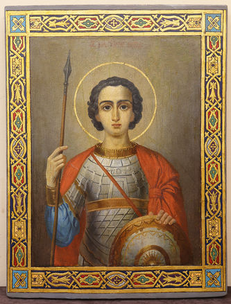 Старинная икона "Георгий Победоносец"
