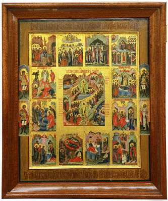 Большая икона "Воскресение Христово с двунадесятыми праздниками" - фото 2