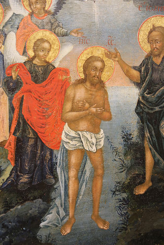 Старинная икона "Богоявление" ("Крещение Господне") - фото 2