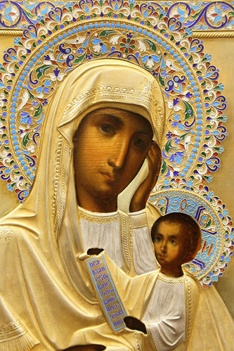 Мастерская золотых и серебряных изделий Ивановой Пелагеи Ефимовны
Старинная икона Богоматери "Утоли мои печали" в окладе с эмалью - фото 2