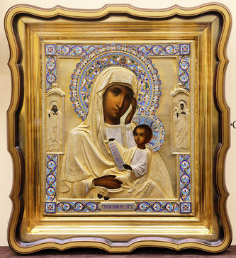 Мастерская золотых и серебряных изделий Ивановой Пелагеи Ефимовны
Старинная икона Богоматери "Утоли мои печали" в окладе с эмалью - фото 5