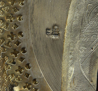 Старинная икона "Богоматерь Казанская" в окладе с меандром - фото 5