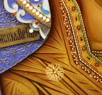 Старинная икона "Богоматерь Казанская" в эмалевом окладе - фото 5