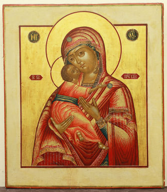 Старинная икона "Богоматерь Владимирская"