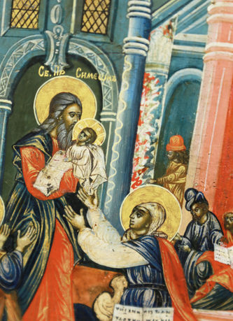 Старинная икона "Сретение Господне" - фото 3