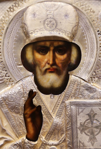 Старинная икона "Николай Чудотворец епископ Мирликийский" - фото 2