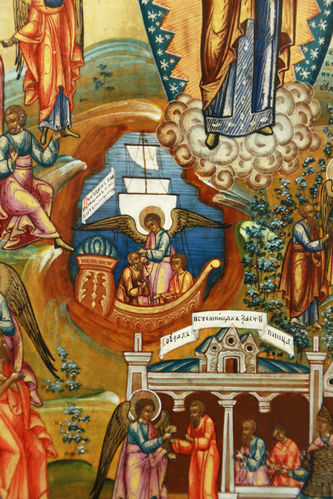 Старинная икона Богоматери "Всех скорбящих радость" на золотом фоне - фото 3