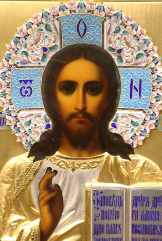 Мастер-ювелир Шляпников И.А.
Старинная икона "Господь Вседержитель" в окладе гильоше с эмалевым венцом - фото 2