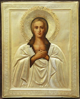 Старинная икона "Преподобная Мария Египетская" в окладе