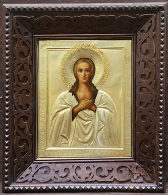 Старинная икона "Преподобная Мария Египетская" в окладе - фото 3