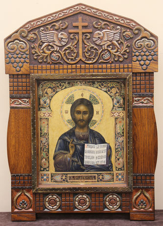 Старинная икона "Господь Вседержитель" в стиле модерн