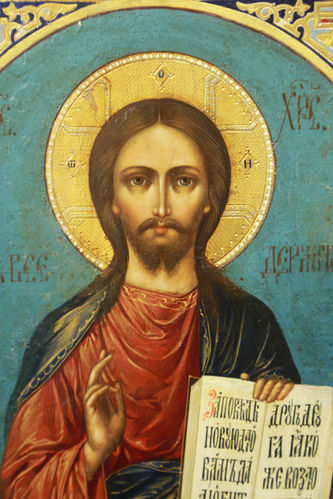 Старинная икона "Господь Вседержитель" в русском стиле - фото 2