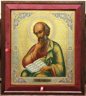 Старинная икона "Святой апостол Иоанн Богослов" - фото 4