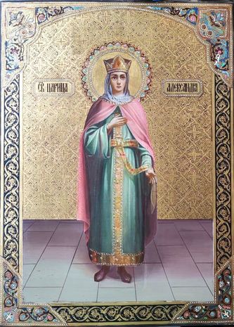Антикварная икона "Святая царица Александра"