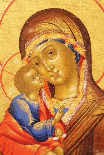 Редкая старинная икона "Богоматерь Донская на золотом фоне" - фото 2