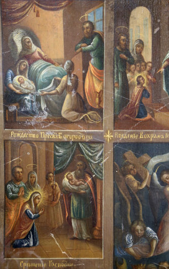 Старинная икона "Воскресение Христово с праздниками" - фото 3