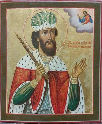 Старинная икона "Святой князь Александр Невский"
