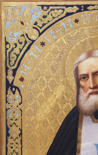 Старинная икона "Серафим Саровский на золотом фоне" - фото 3