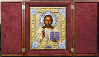 Фаберже
Старинная икона "Господь Вседержитель в окладе с расписной эмалью" - фото 4